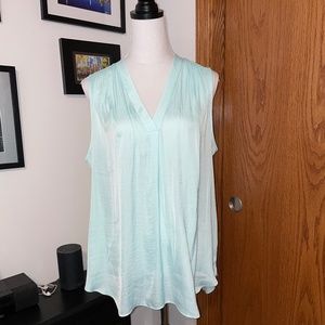 Vince Camuto rumple satin sleeveless blouse - mint green size 1X